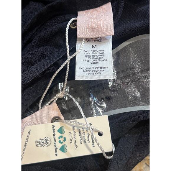 We Are HAH Lingerie Bodysuit Key To UR Heart Sheer Ruffle Black‎ Noir Revolve XS - Picture 10 of 10